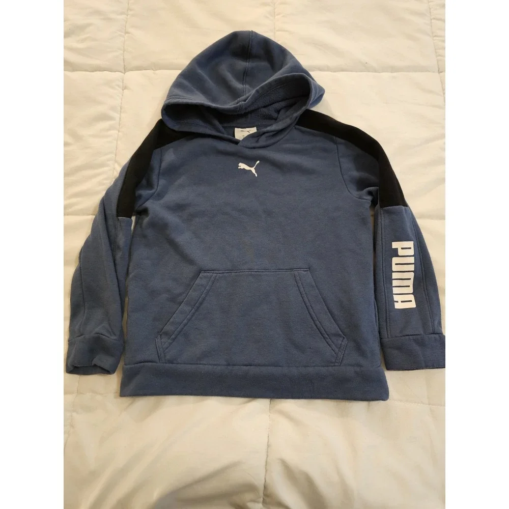Puma Blue Pullover Hoodie Youth Size‎ Small Athletic Sweatshirt Logo